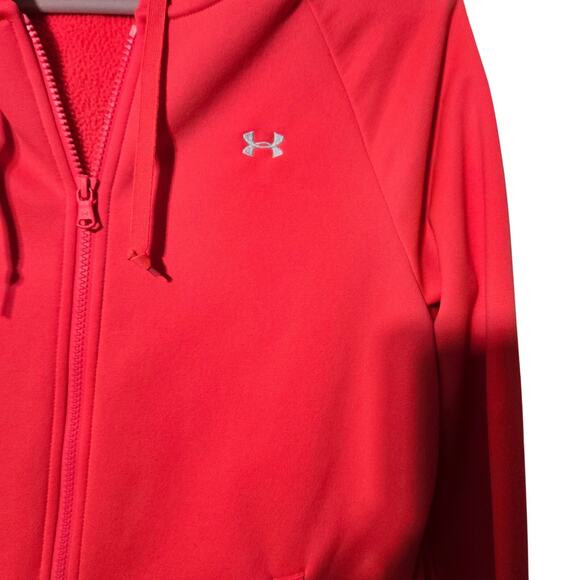 Under Armour Full Zip Hoodie‎ Women's M Red Fitted UA Logo Athleisure Activewear - Picture 12 of 16
